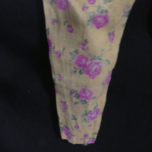 Unbranded | 10.5 inch waist measured | Floral Mustard Pants With Pink Flowers - Picture 15 of 16